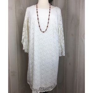 NWOT AGB Women's Lace Tulip Sleeve Shift Dress/22w